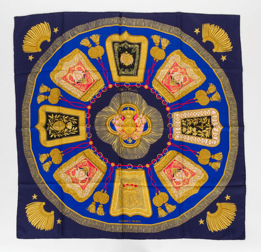 Hermes "Poste et Cavalerie" Blue Scarf