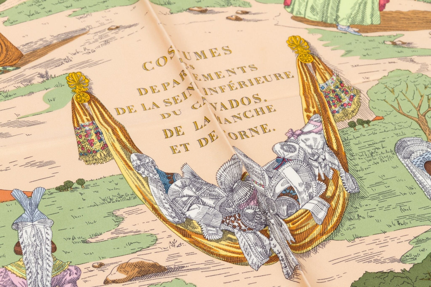 Hermes "Costumes" Red Silk Pink Scarf