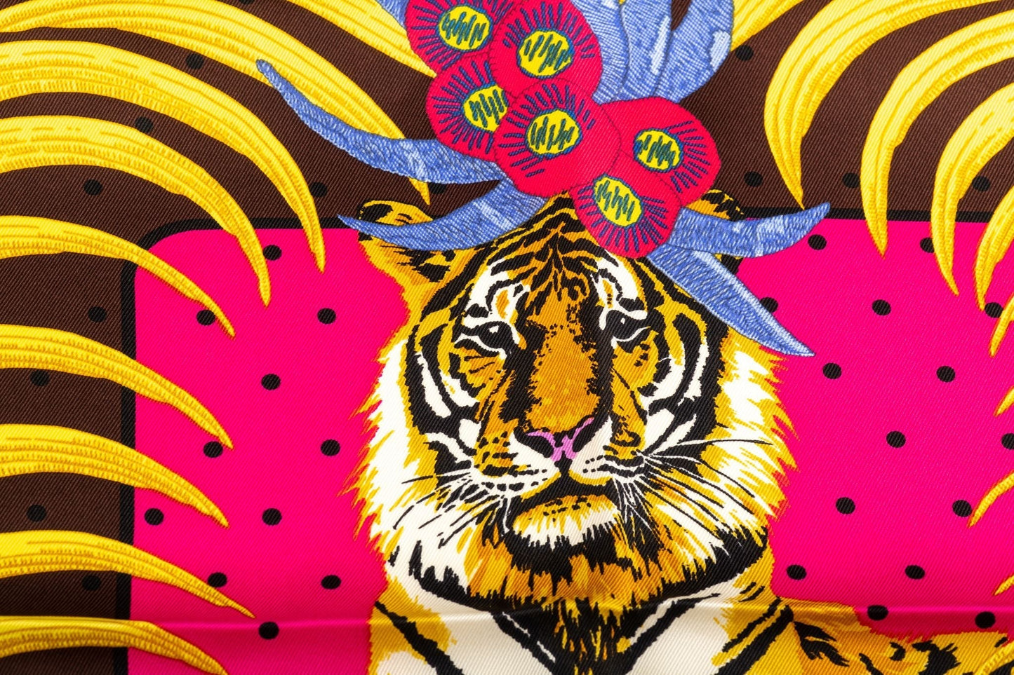 Hermes Imperial Tiger Brown Silk Scarf