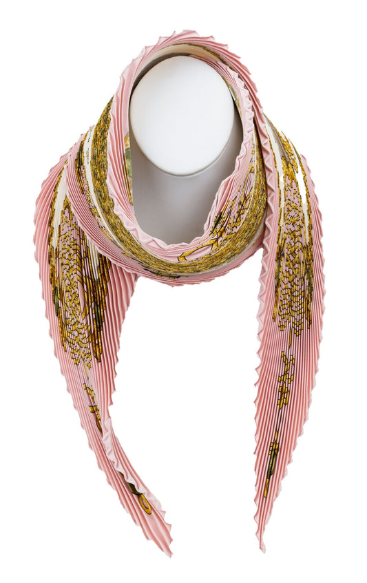 Hermes Pleated Brandeburg Pink Scarf