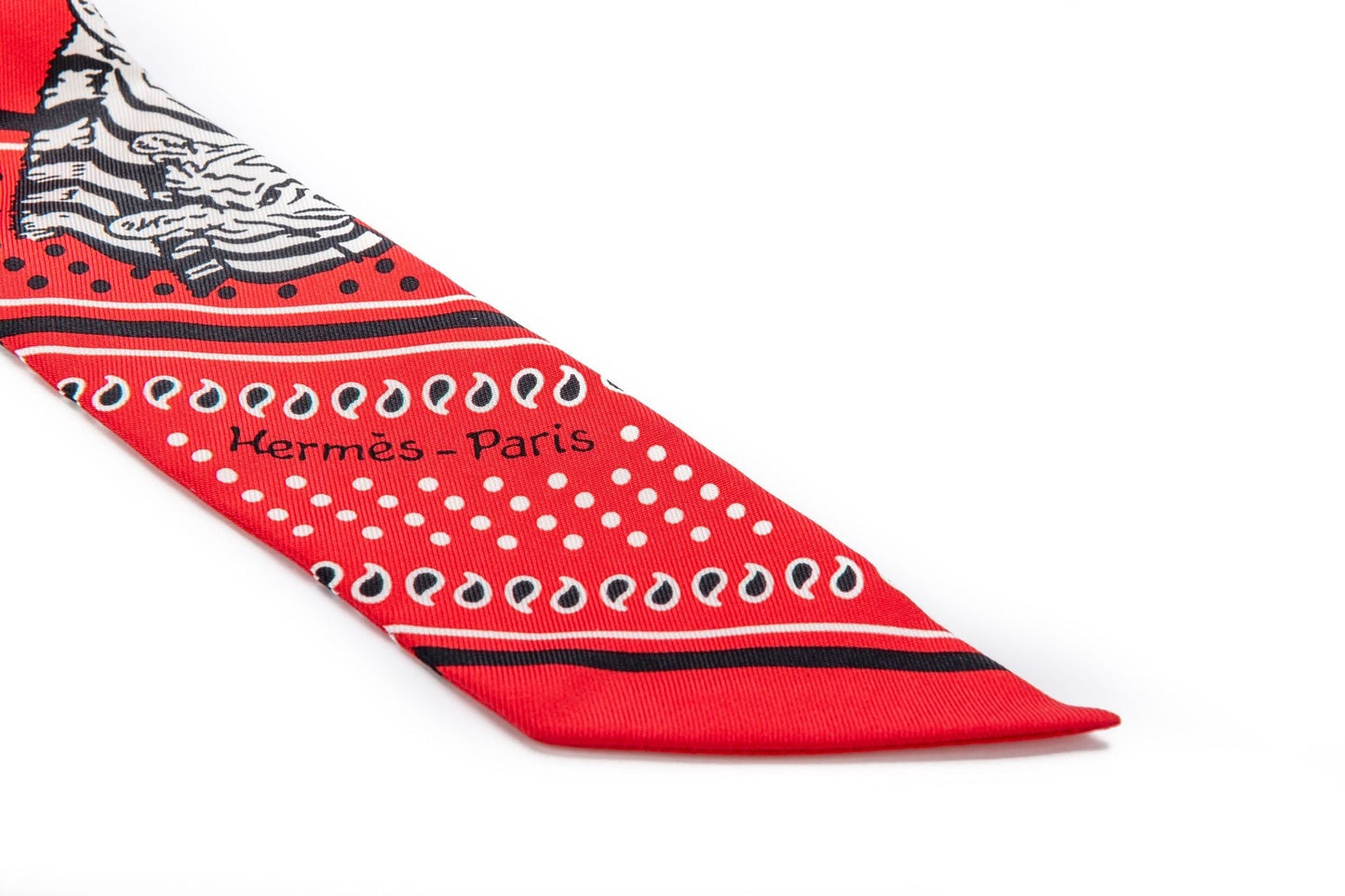 Hermes BNIB Red Zebra Twilly Scarf