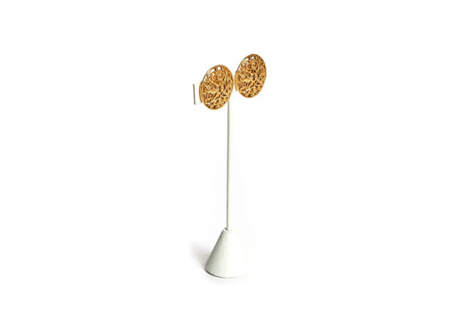 Chanel 80s Perforated Logo Clip Earrings