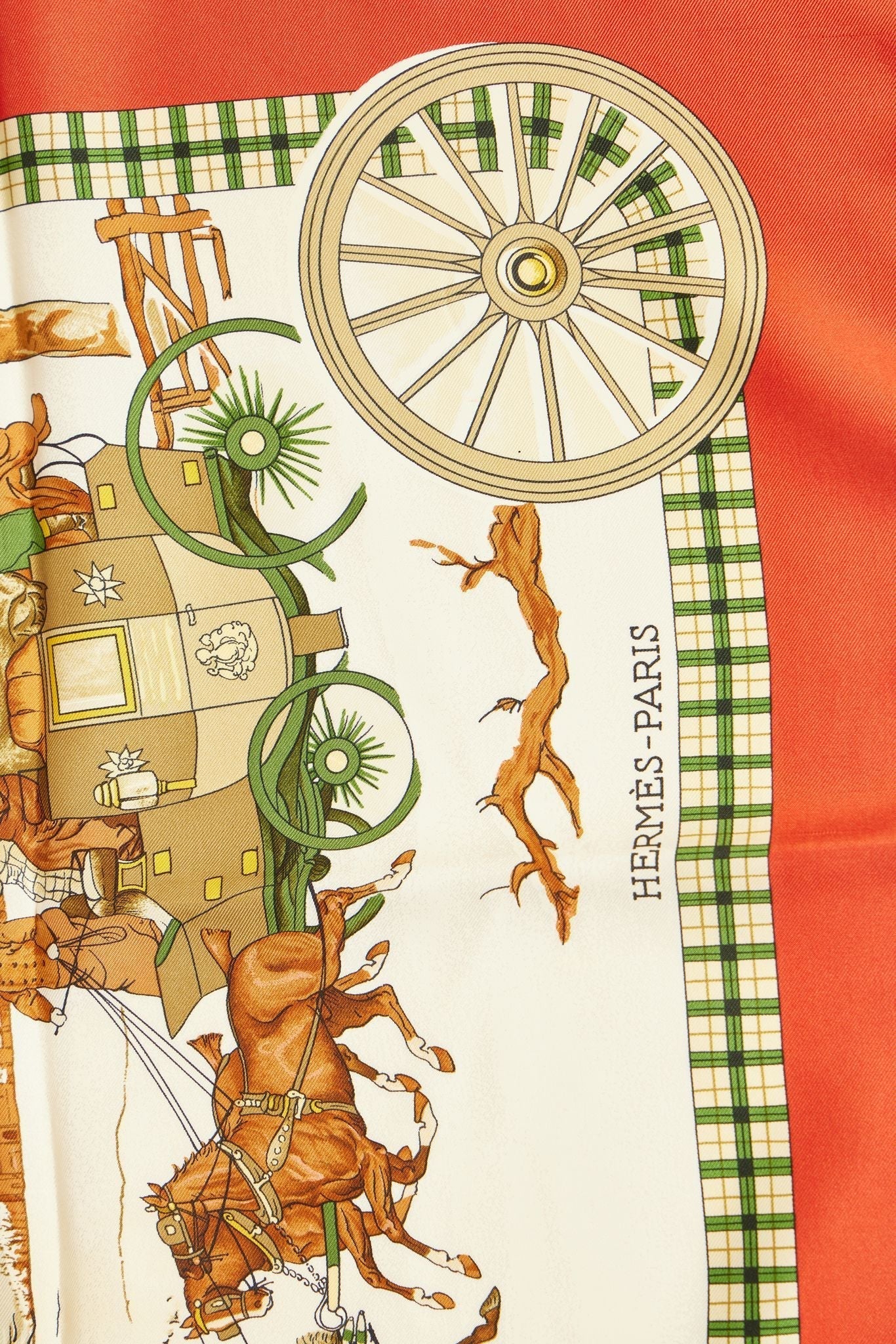 Hermes L'Hiver en Poste Red Silk  Scarf