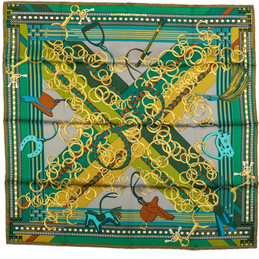 Hermes Bag Charms Green Silk Scarf