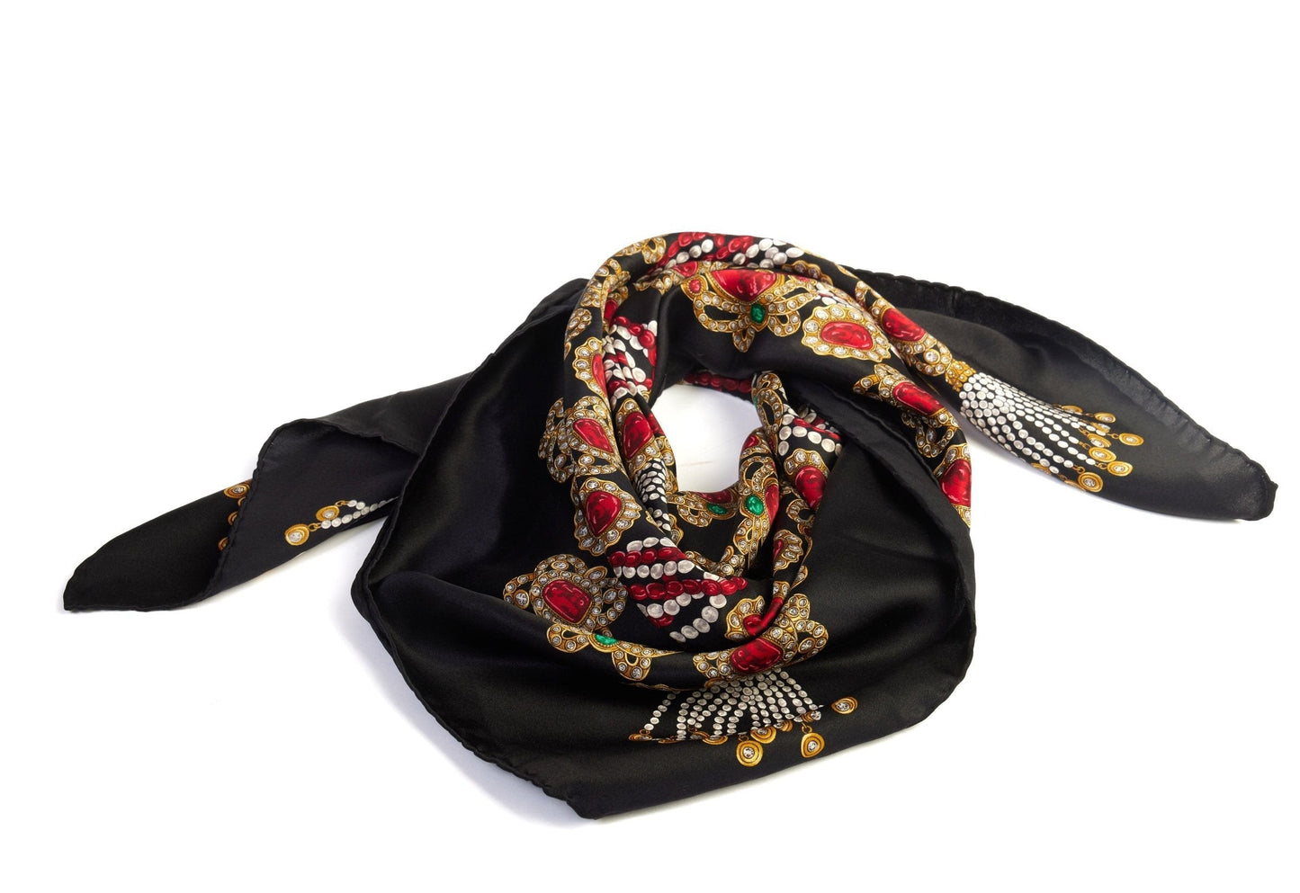 Chanel   Black Gripoix Silk Scarf
