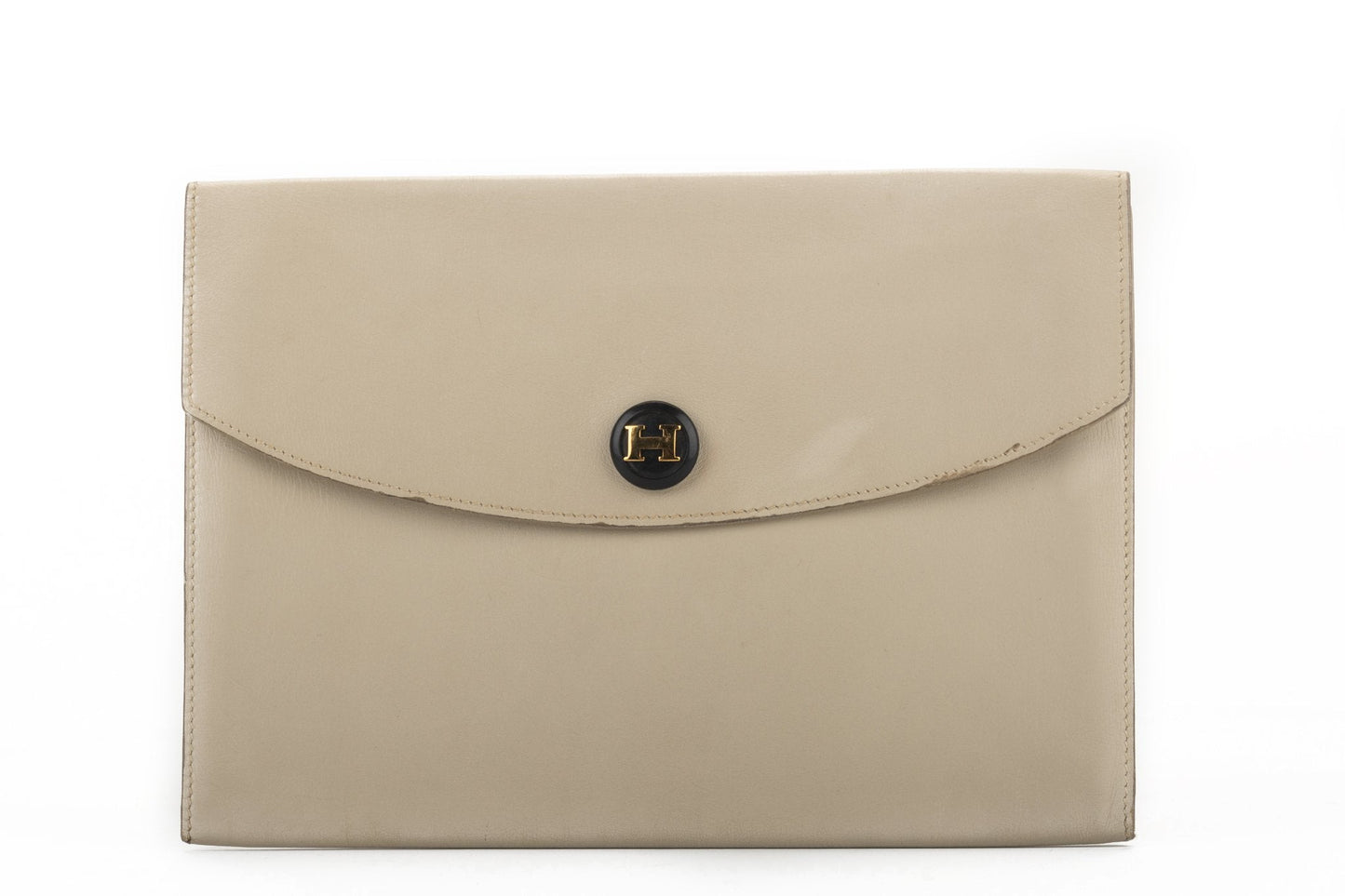 Hermes Off White   Box Calf Clutch