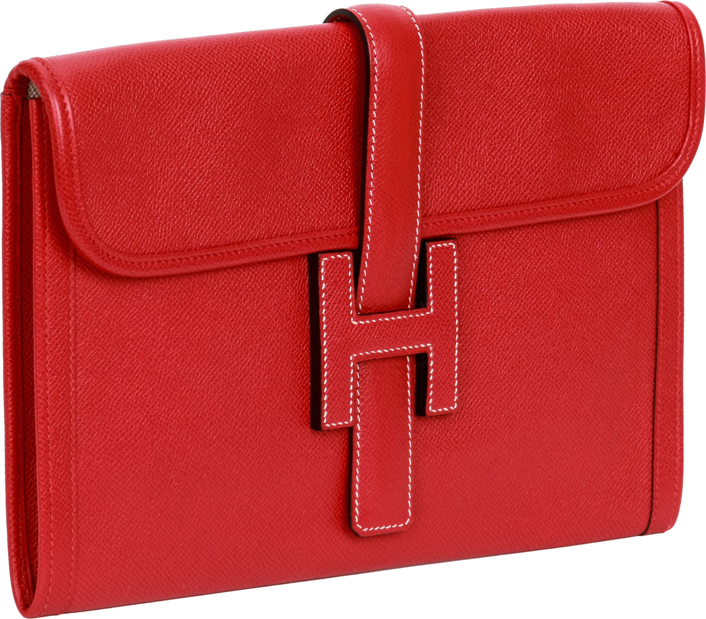 Hermes Red Epsom Jige Clutch