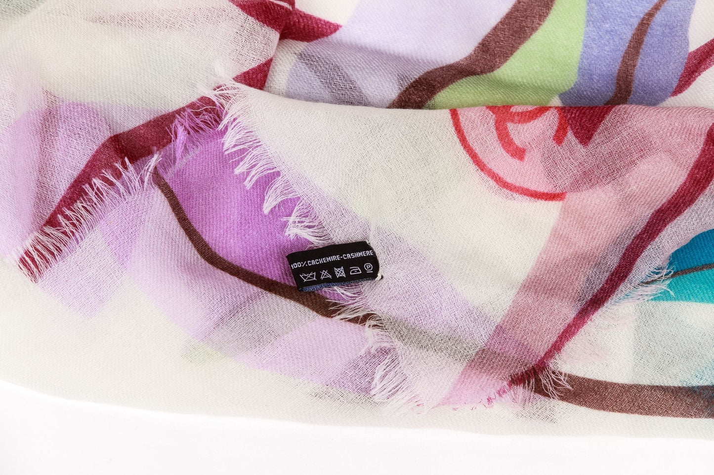 Chanel white and Multicolor Leaves shawl