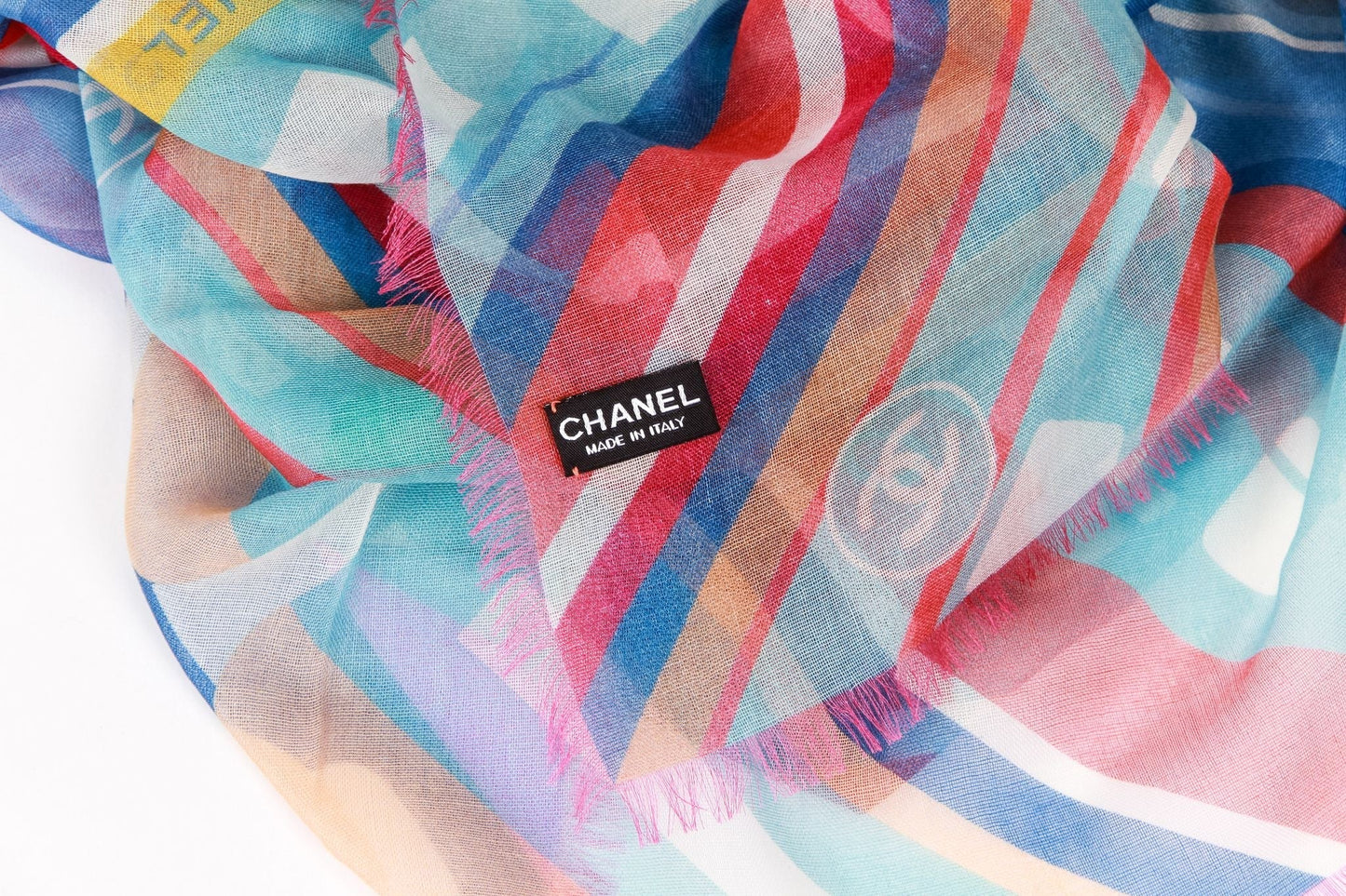 Chanel Multicolor Stripes cashmere scarf