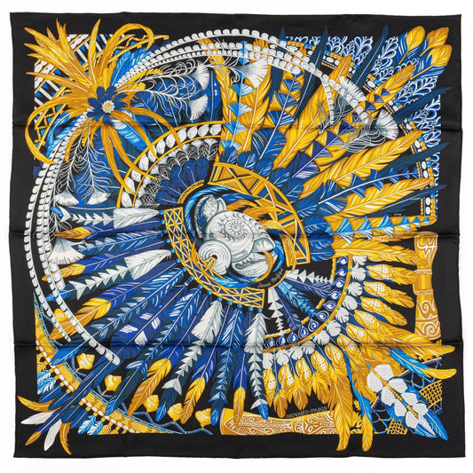 Hermes Black Danse Pacifique Silk Scarf