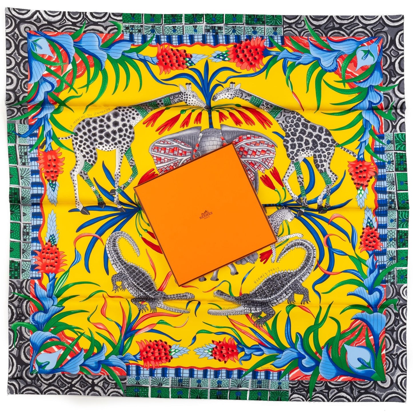 Hermes La Marche Du Zambeze Silk Scarf
