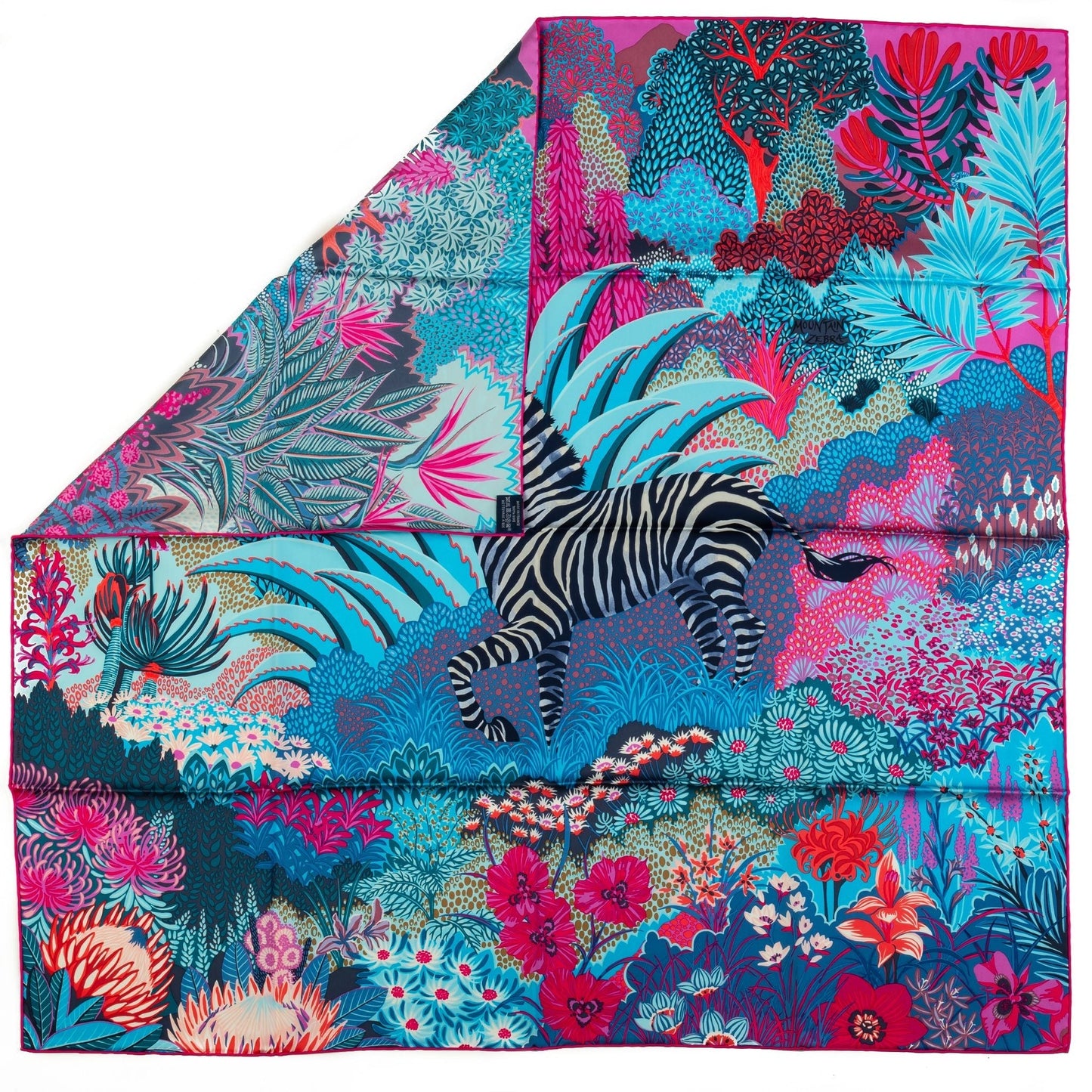 Hermes Mountain Zebra Pink Blue Scarf