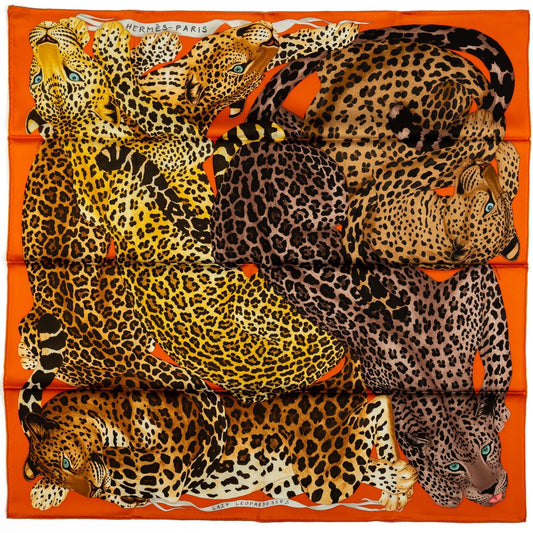 Hermes New Lazy Leopardess Orange Scarf
