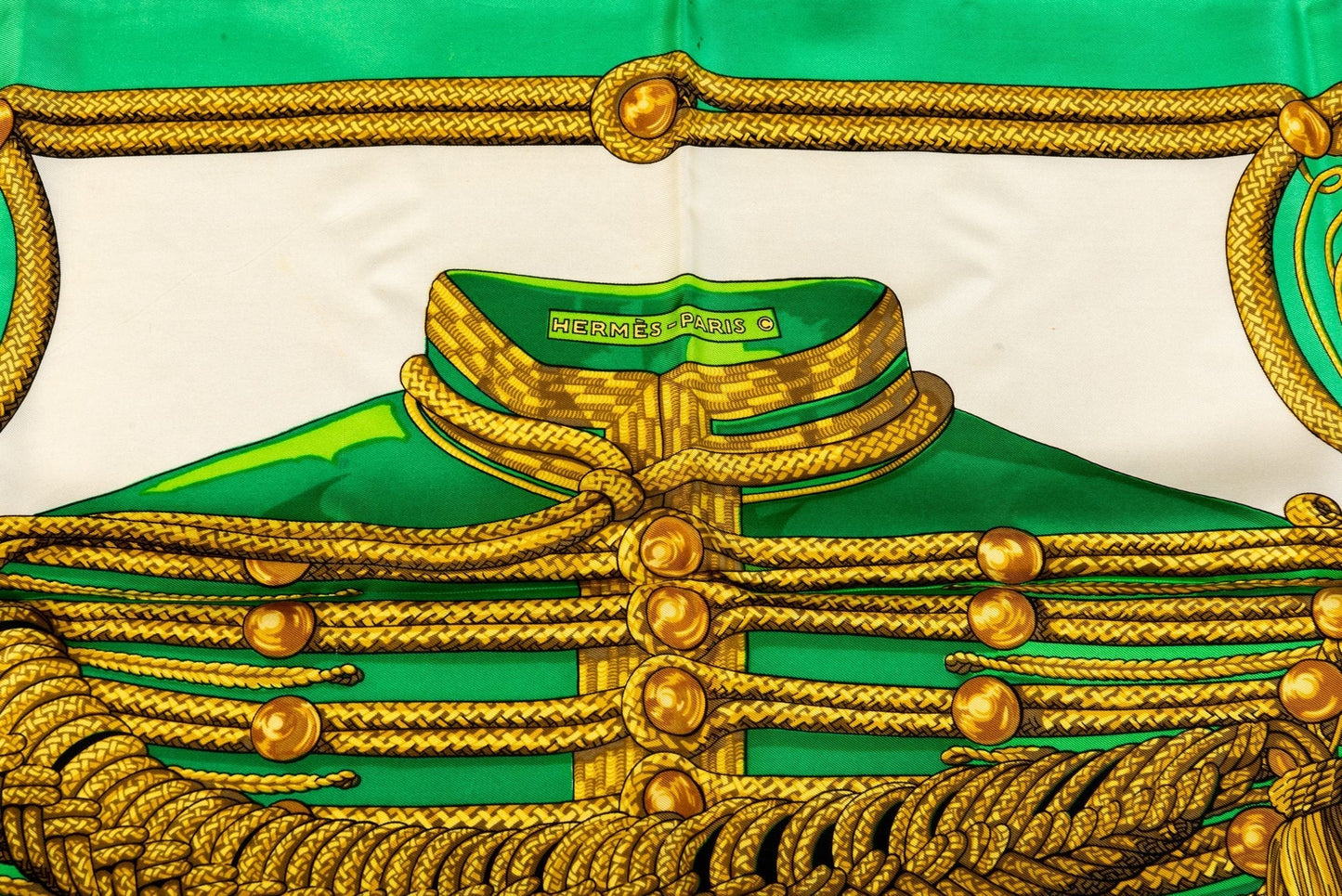 Hermes Brandebourg Green Silk Scarf