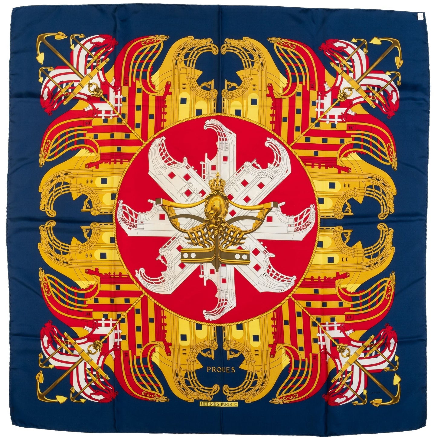 Hermes Blue Proues Silk Scarf
