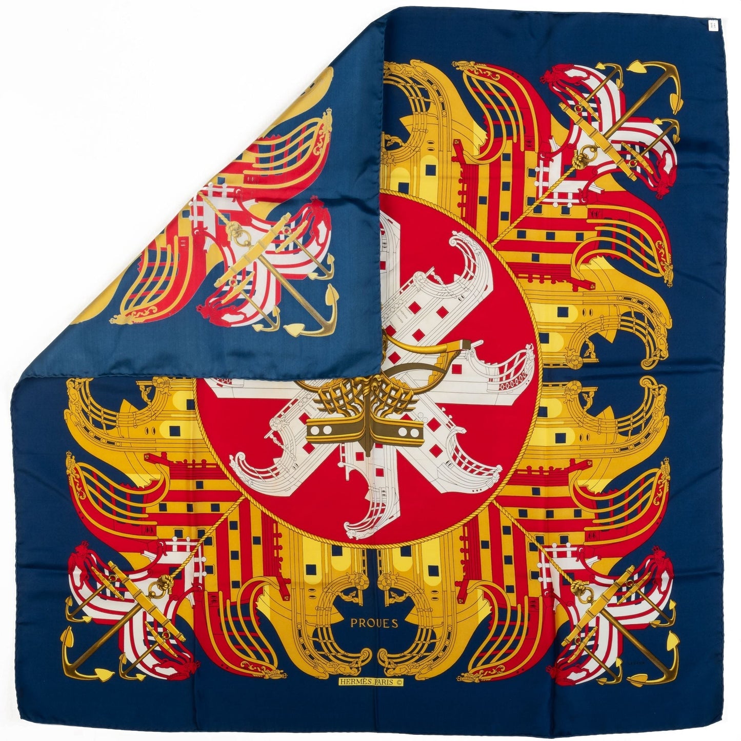 Hermes Blue Proues Silk Scarf