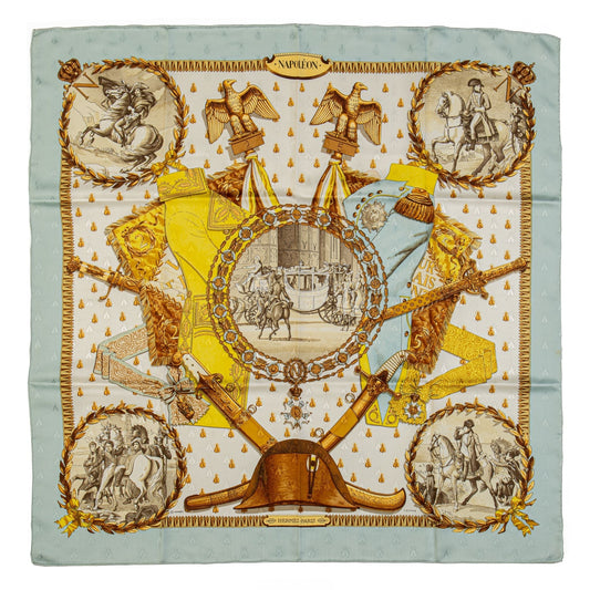 Hermes Napoleon Celest Silk Scarf Ledoux