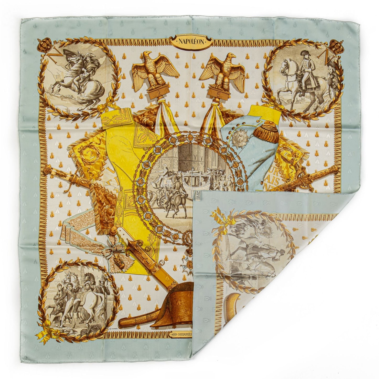 Hermes Napoleon Celest Silk Scarf Ledoux