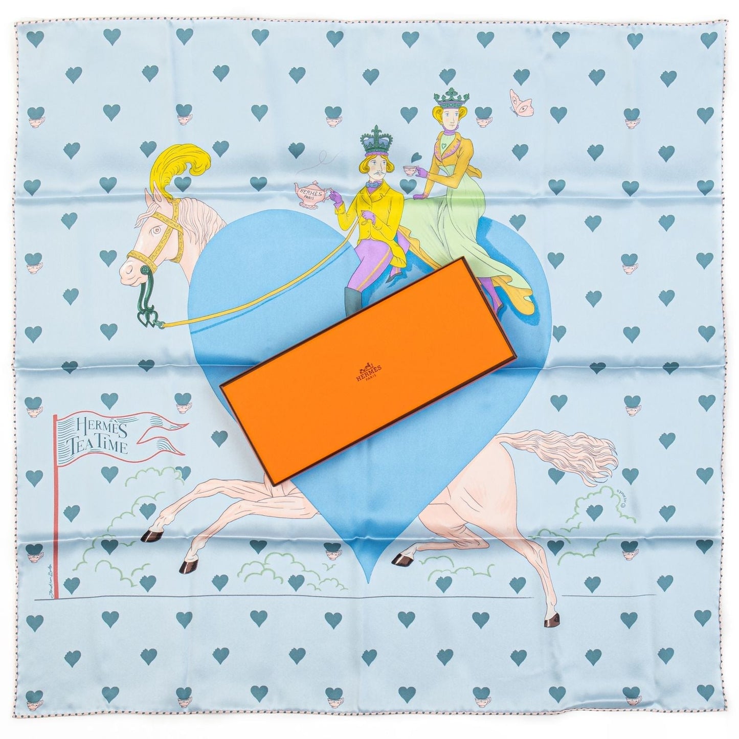 Hermes New Tea Time Celeste Silk Scarf