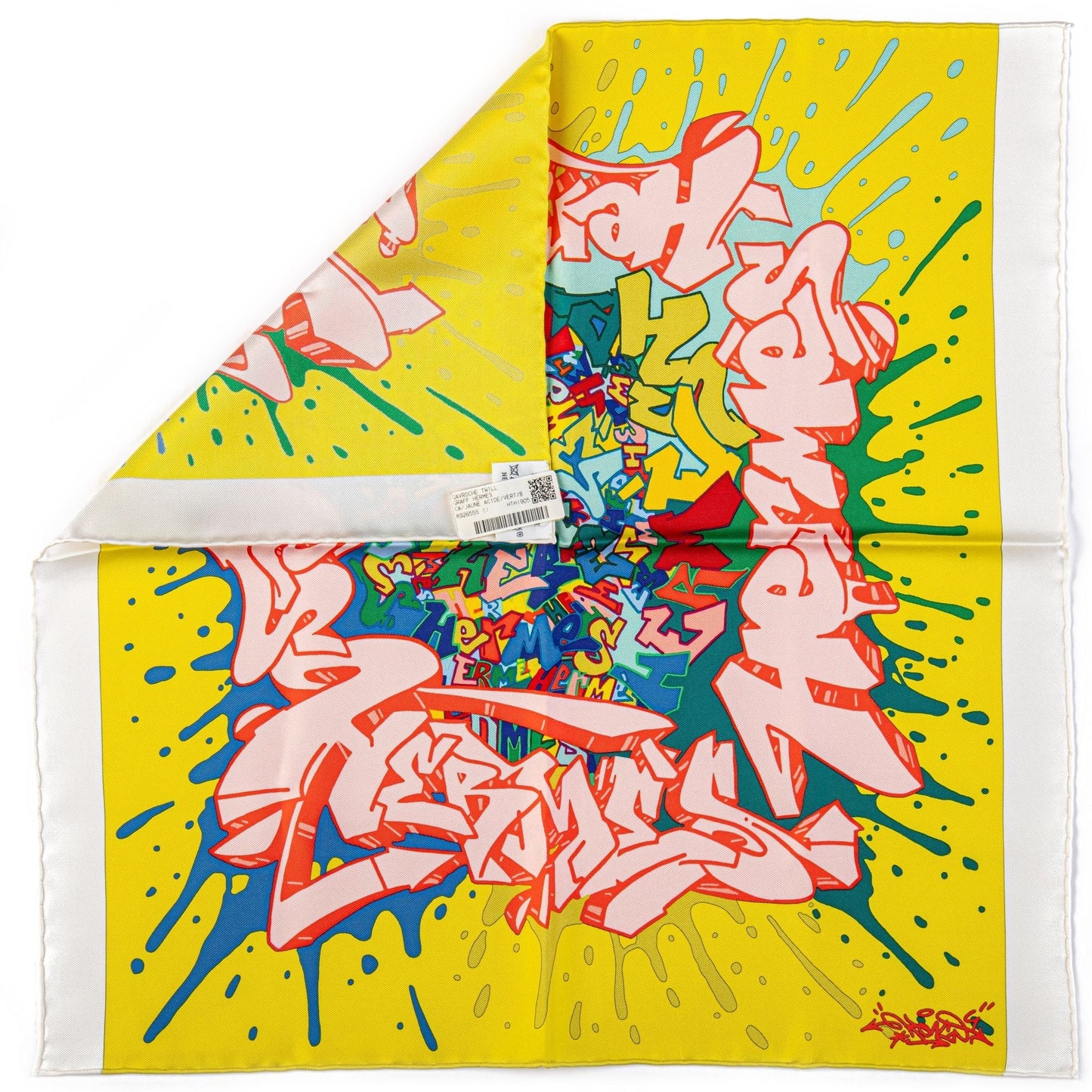 Hermes  BN Yellow Graffiti Silk Gavroche