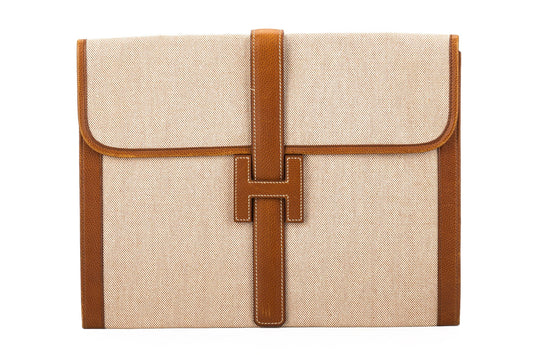 Hermes   Large Jige Clutch Toile