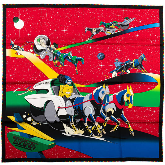 Hermes New Space Derby Silk Scarf Red
