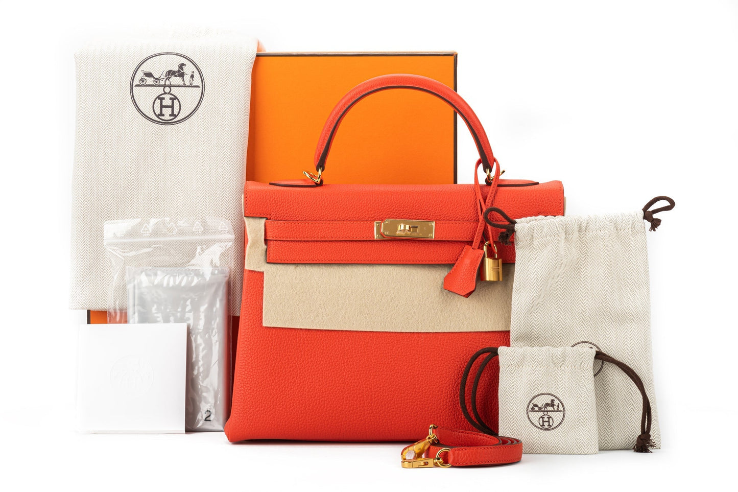Hermes Brand New Kelly 32 Capucine Togo