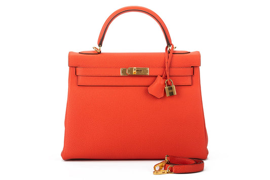 Hermes Brand New Kelly 32 Capucine Togo