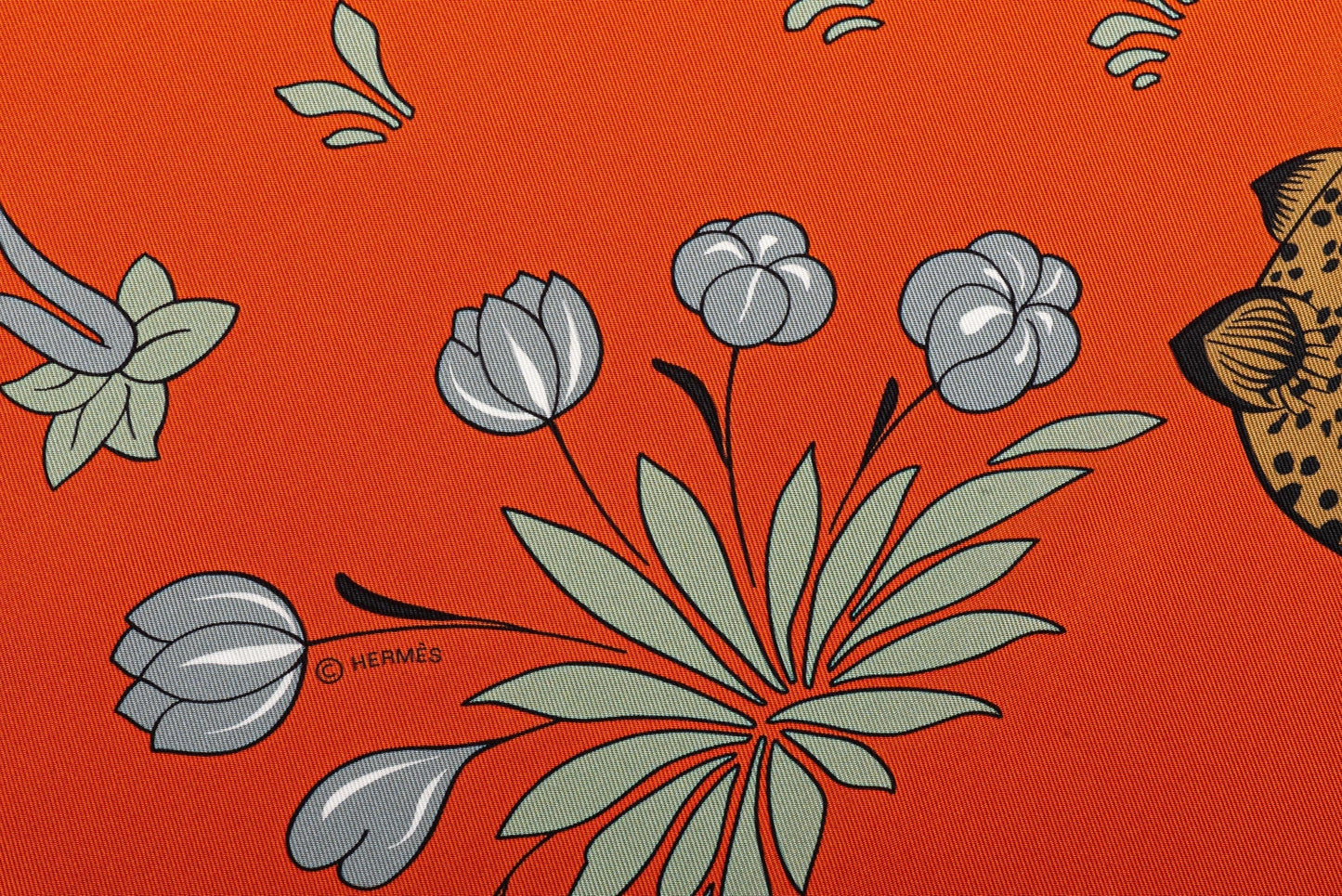 Hermes NIB Orange Guepards Silk Stole