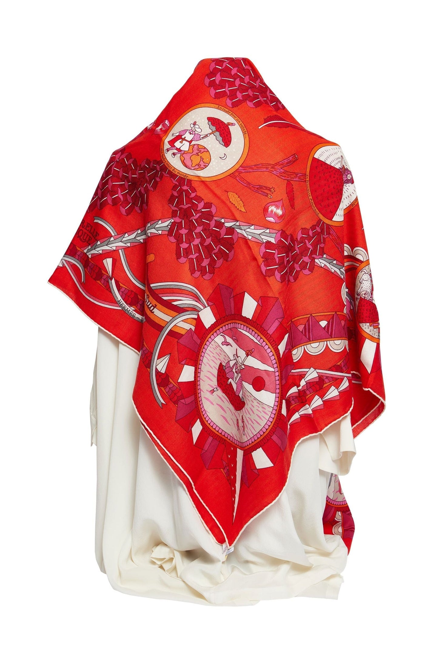 Hermes New Red Geometric Cashmere Shawl