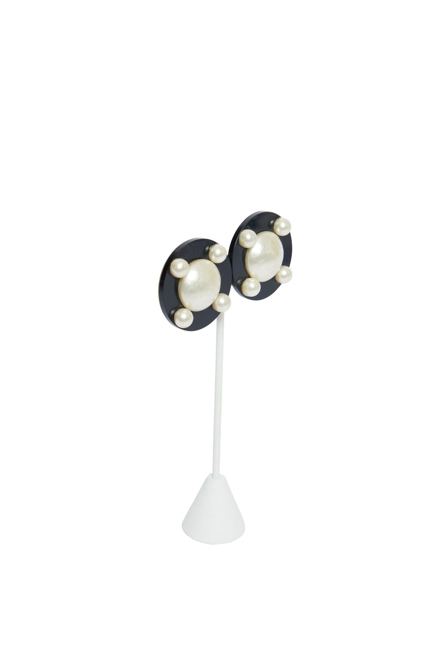 Chanel Black Enamel and Pearls Earrings