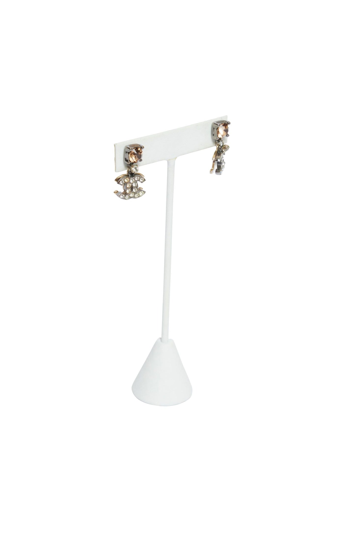 Chanel Amber Glass/CC Crystal Earrings