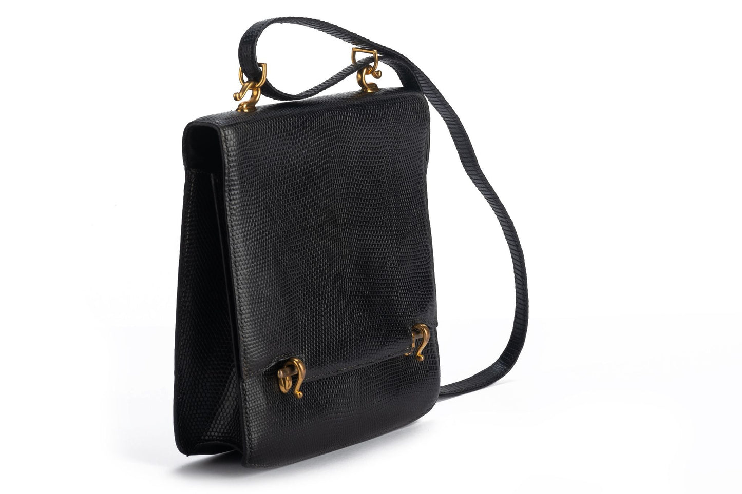 Hermes Black Lizard   Shoulder Bag