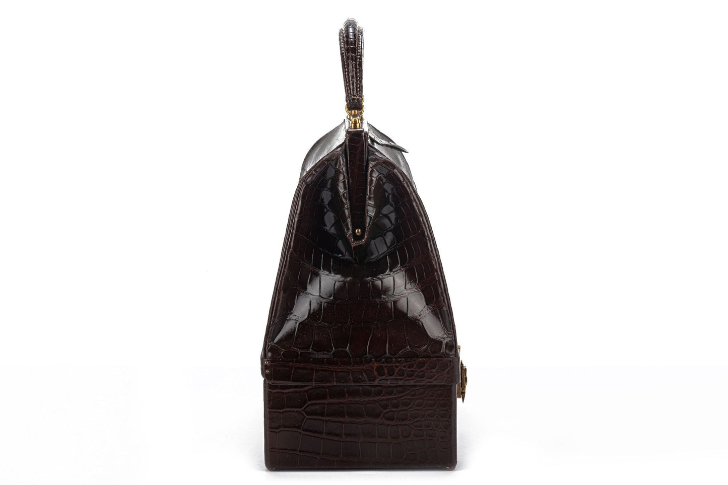 Hermes LG   Brown Croc Doctor Bag