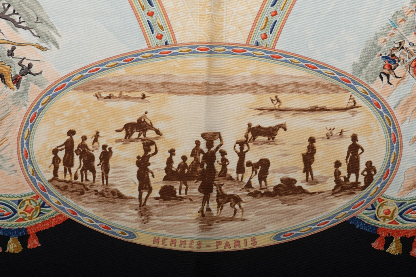 Hermes Green Cavaliers Peuls Silk Scarf
