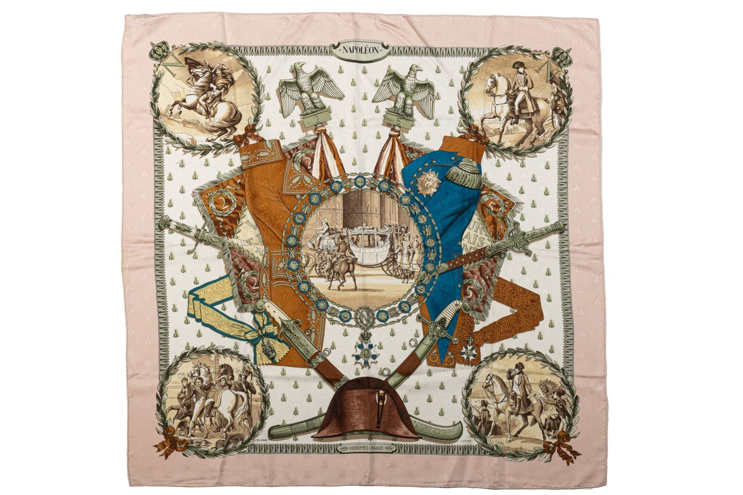 Hermes Napoleon Pink Silk Scarf Ledoux