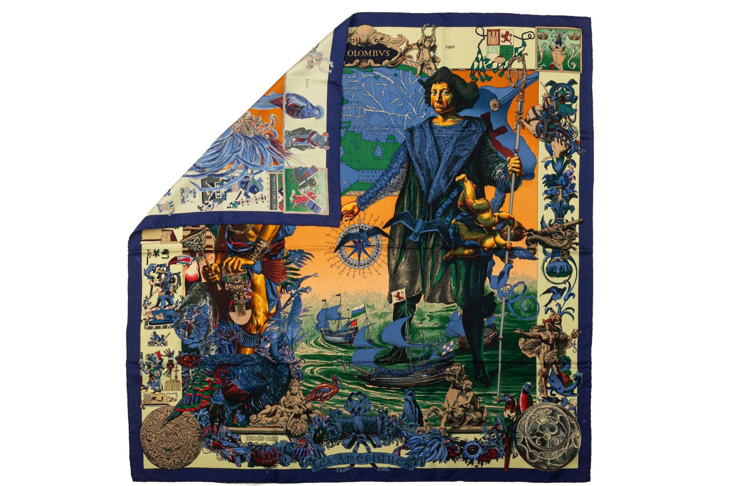 Hermes Collectible Columbus Silk Scarf