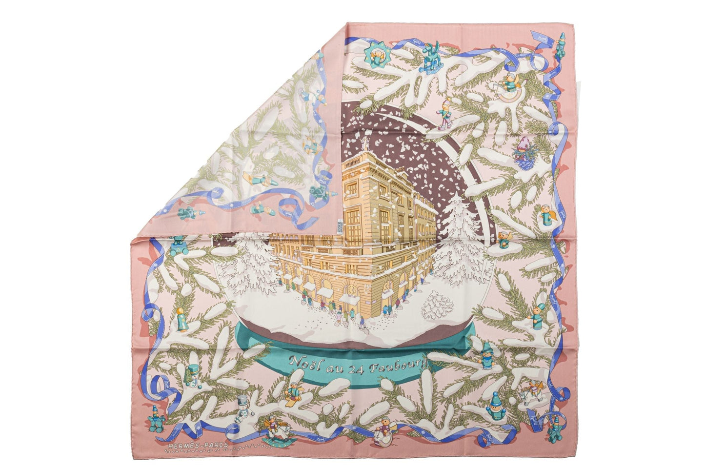 Hermes Rare Noel au Faubourg Pink Scarf