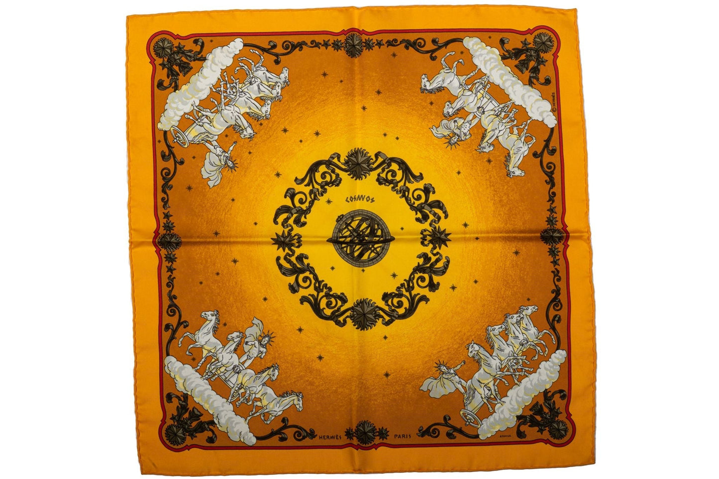Hermes Yellow Silk Cosmos Scarf