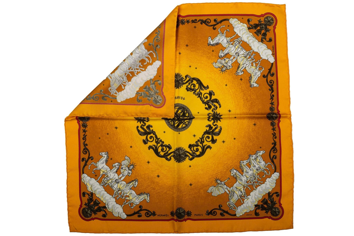 Hermes Yellow Silk Cosmos Scarf
