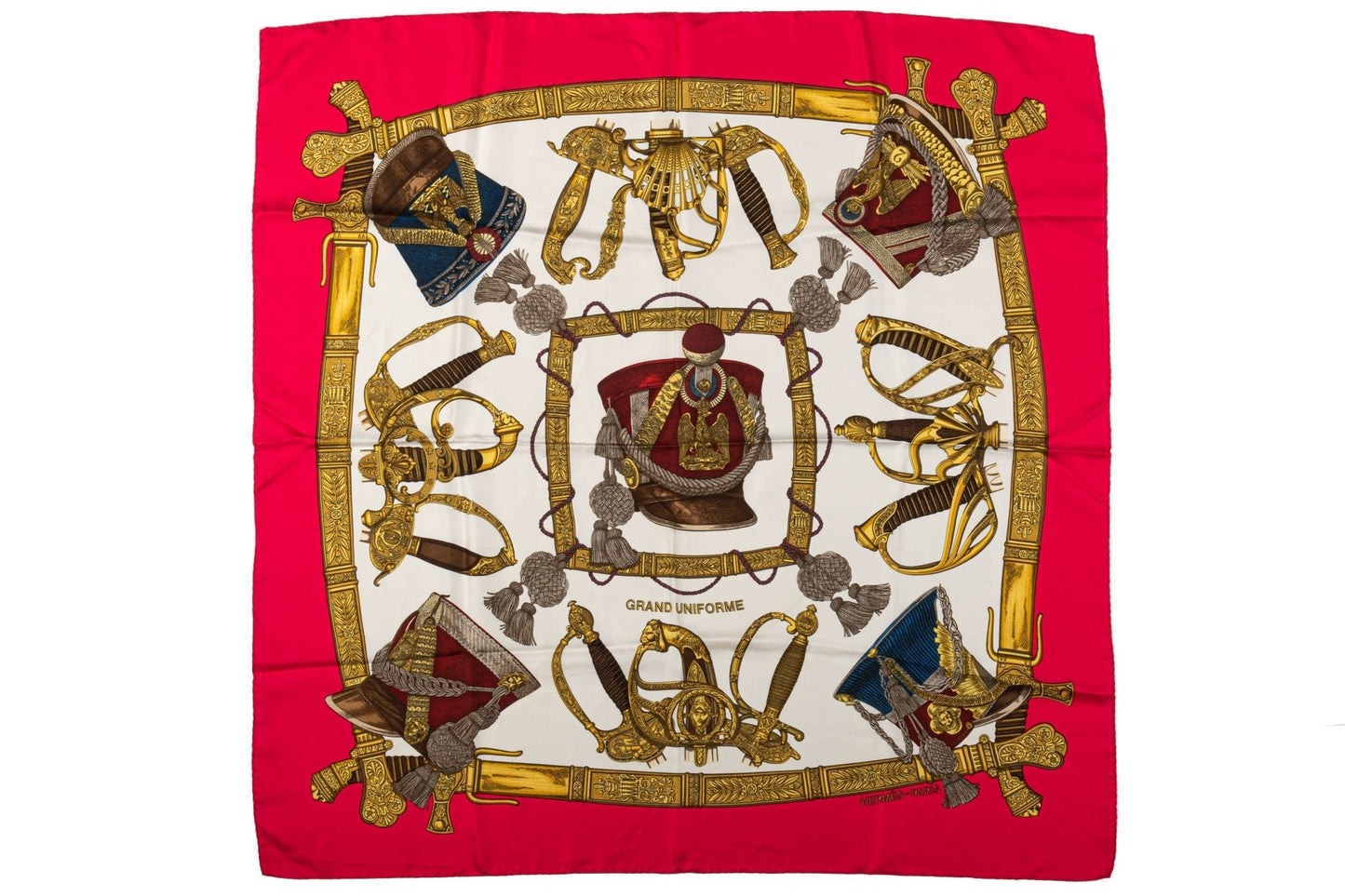Hermes Grand Uniforme Red Scarf Metz