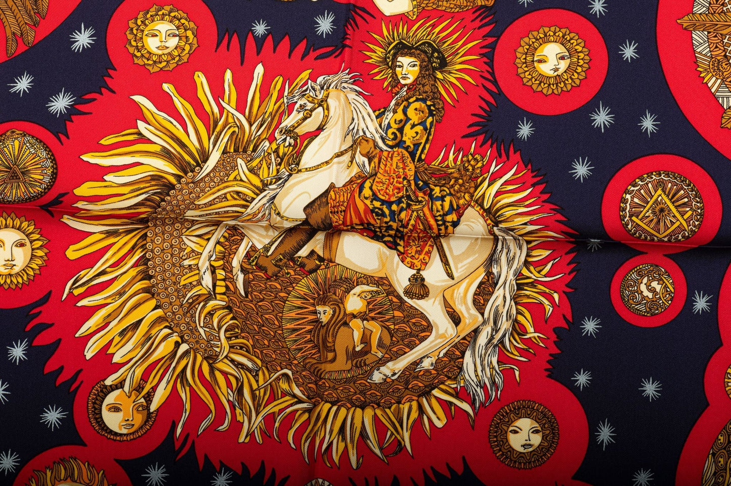 Hermes Preloved Black Planets Silk Scarf