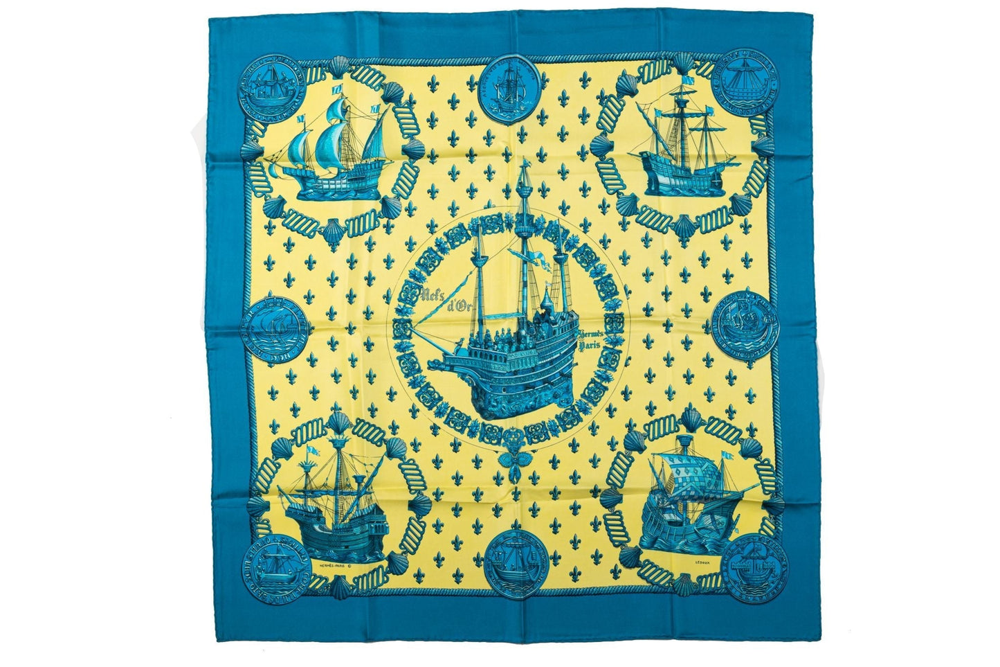 Hermes Nefs d'Or Silk Scarf by Ledoux