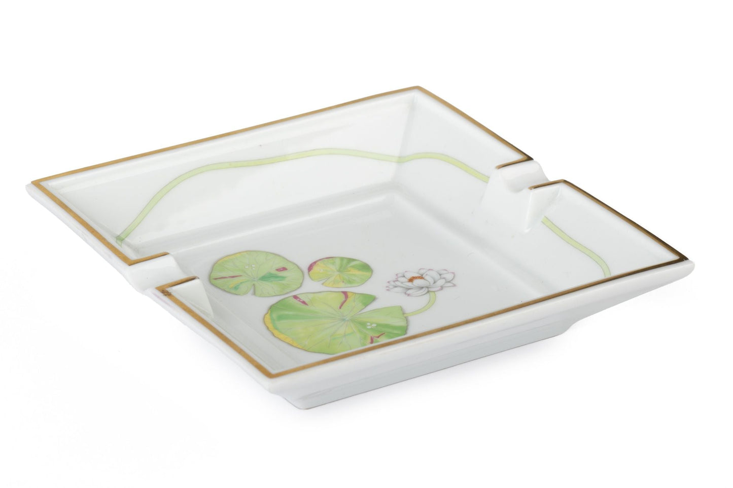 Hermes White Green Water Lili Ashtray