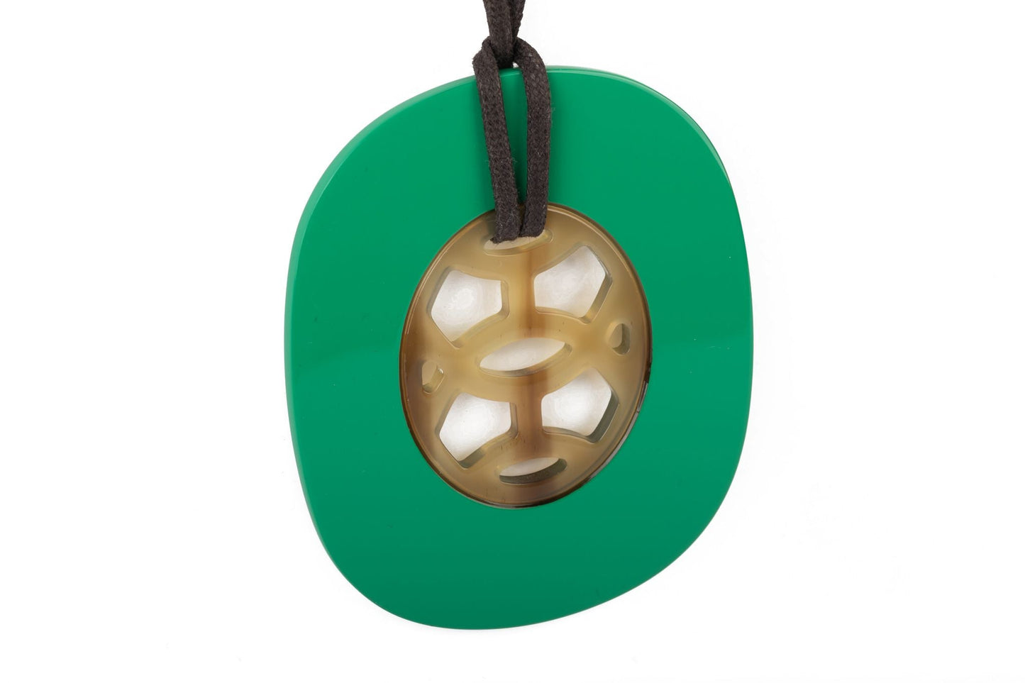 Hermes Green Horn Pendant Necklace
