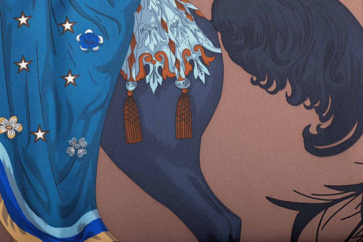 Hermes Story NIB Chocolate Silk Scarf