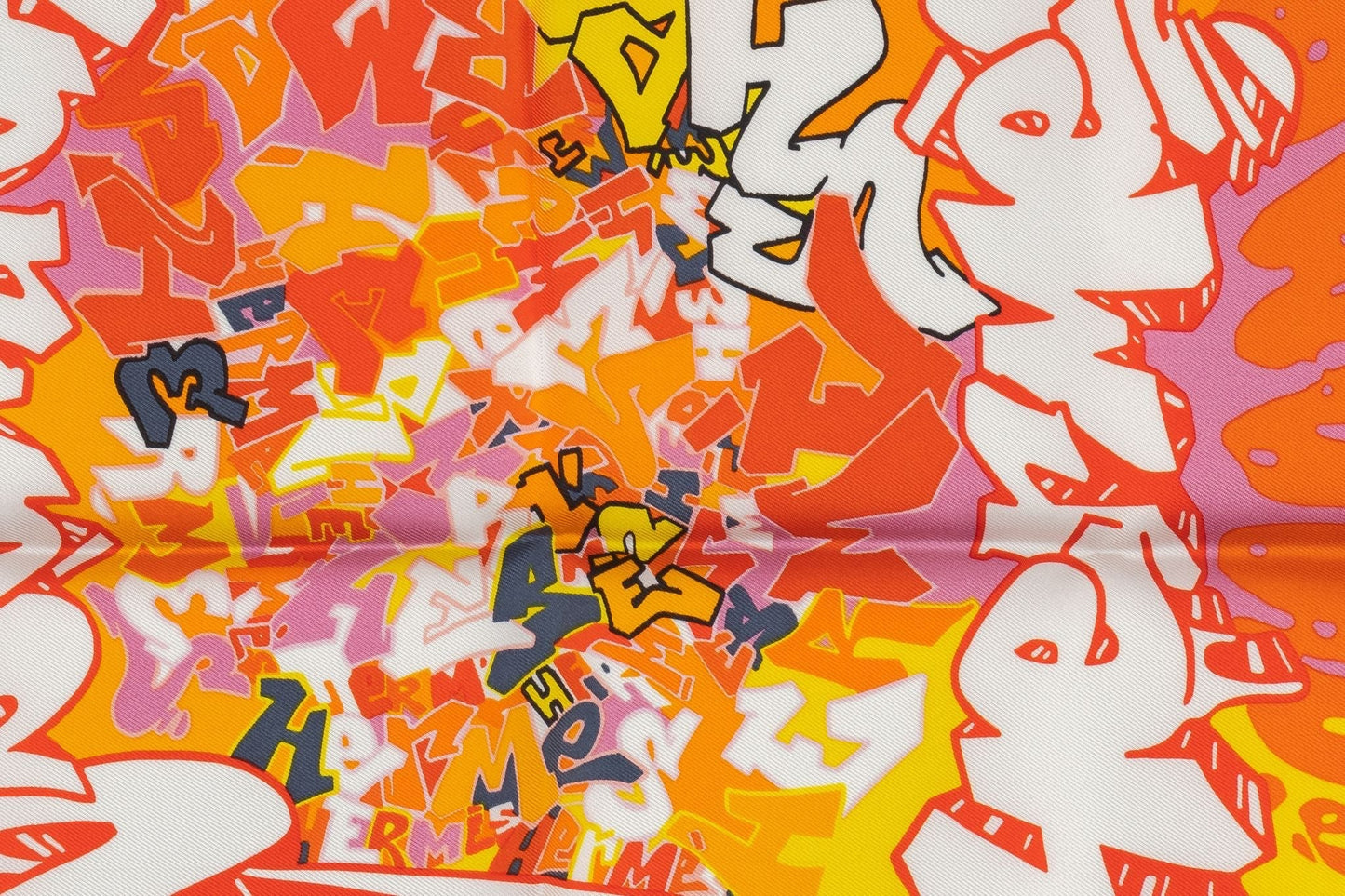Hermes NIB Orange Graffiti Silk Gavroche