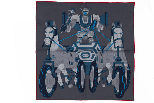 Hermes BNIB Grey Robot Silk Gavroche