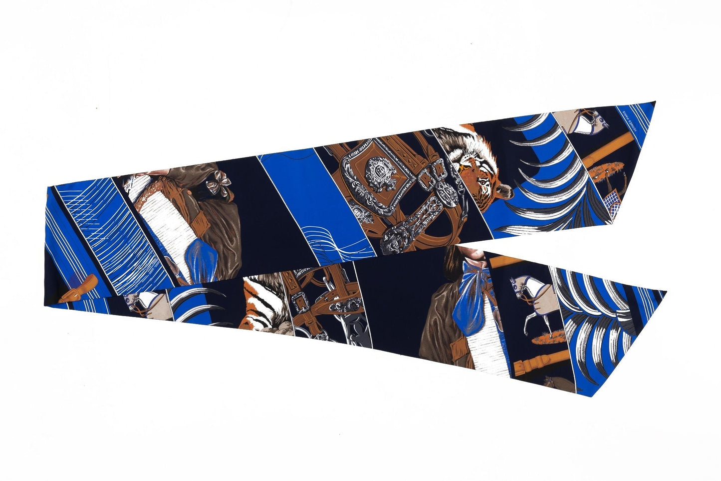 Hermes Black Blue Maxi Twilly
