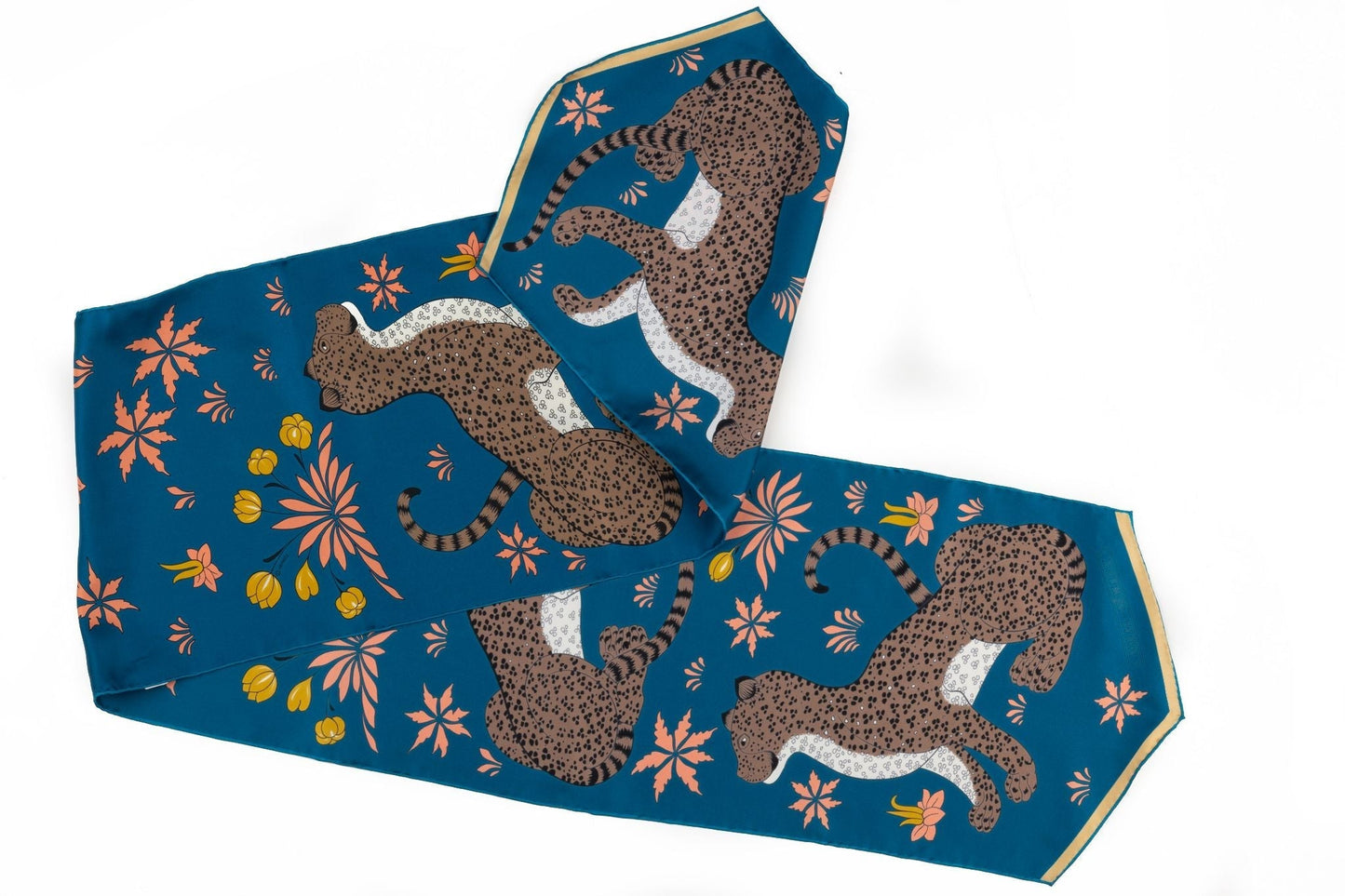 Hermes Blue Guepards Silk Stole